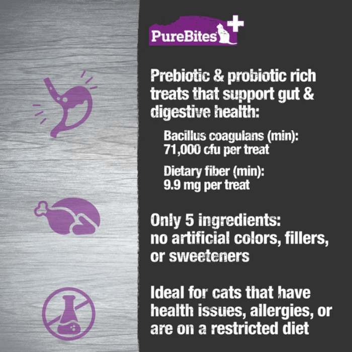 Pure Bites Gâteries Gâteries pour chats séchée à froid formule intestin et digestion 31g Gâteries pour chats séchée à froid formule intestin et digestion 31g