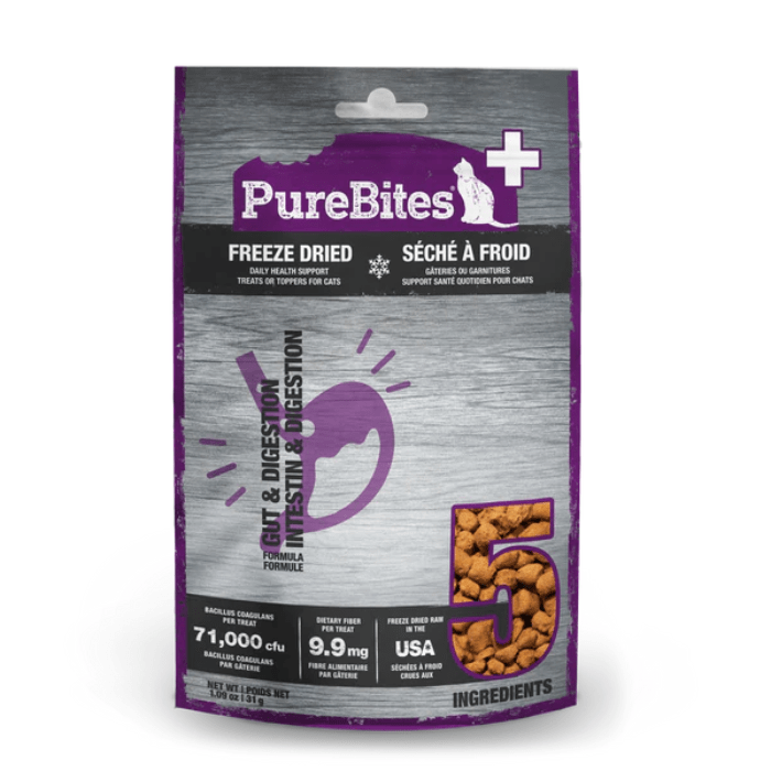 Pure Bites Gâteries Gâteries pour chats séchée à froid formule intestin et digestion 31g Gâteries pour chats séchée à froid formule intestin et digestion 31g