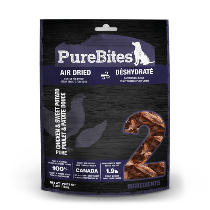 Pure Bites Gâteries 180g Gâteries pour chien Jerky de poulet et patate douce Purebites Gâteries pour chien Jerky de poulet et patate douce Purebites