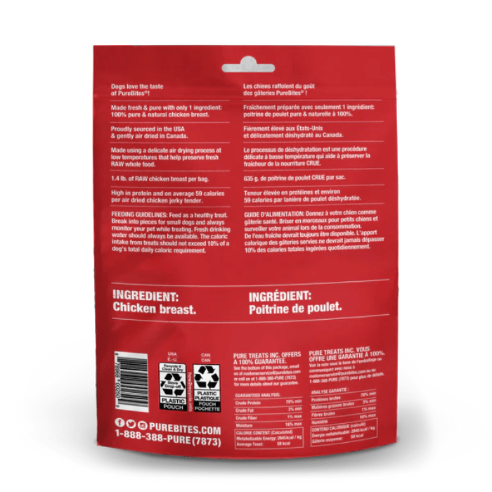 Pure Bites Gâteries 156g Gâteries pour chien Jerky de poulet Purebites Gâteries pour chien Jerky de poulet Purebites