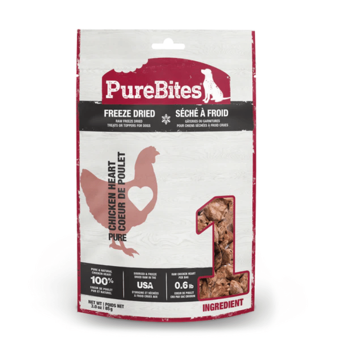 Pure Bites Gâteries Gâteries séchées à froid pour chien, Coeur de poulet 85g Gâteries séchées à froid pour chien, Coeur de poulet 85g