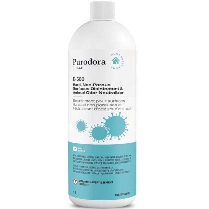 Purodora Lab nettoyant 1 litre Désinfectant de surfaces dures et non poreuses et neutralisant d&#39;odeurs d&#39;animaux