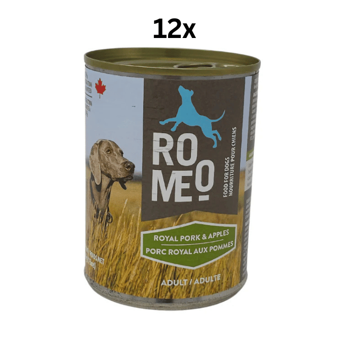 Romeo nourriture humide 12x13oz Nourriture humide pour chien - Romeo Porc royal aux pommes 13oz Nourriture humide pour chien - Romeo Porc royal aux pommes 13oz
