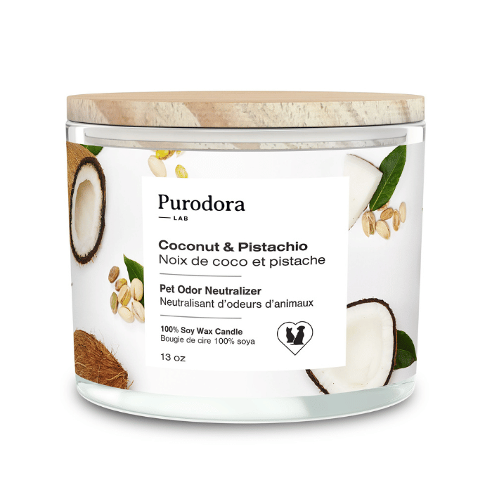 Sherbrooke Canin Bougie De Soya, Neutralisant D'odeurs D'animaux, Noix De Coco Et Pistache 13oz