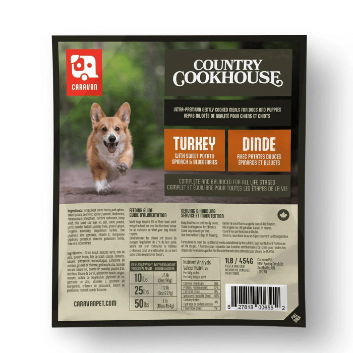 Sherbrooke Canin Caravan Dinde 1 lbs repas mijotés de qualité pour chiens