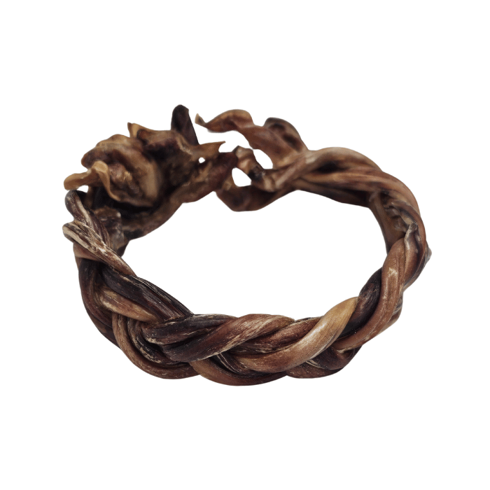 Sherbrooke Canin Gâteries Anneau de pizzle de porc tressé Anneau de pizzle de porc tressé