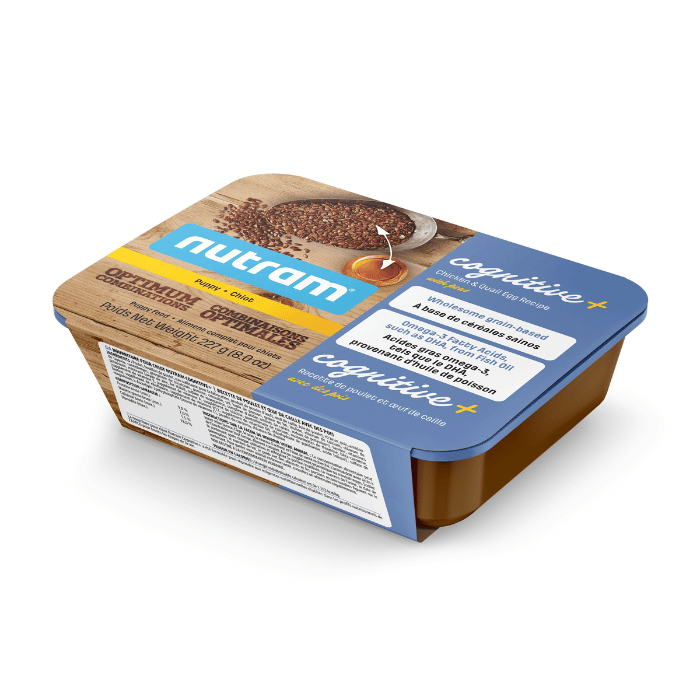 Sherbrooke Canin Nutram Combinaisons Optimales Cognitive+ Chiot Poulet, Oeuf De Caille & Pois 16x8oz