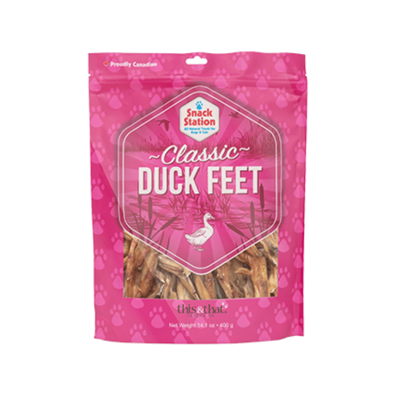 This & That Canine Co Gâteries Pieds de Canard Déshydratés 400g (sac) - This & That Canine Co Pieds de Canard Déshydratés pour Chiens 400g - Sherbrooke Canin