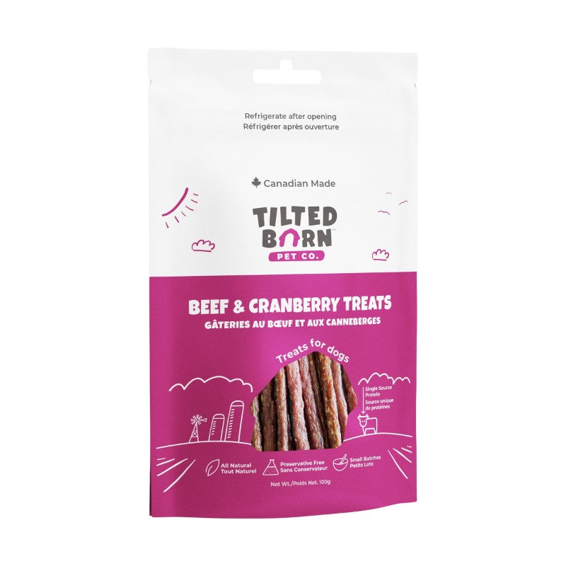 Tilted Barn Gâteries Tilted Barn - Gâteries au boeuf et aux canneberges pour chien 100g Tilted Barn - Gâteries au boeuf et aux canneberges pour chien 100g