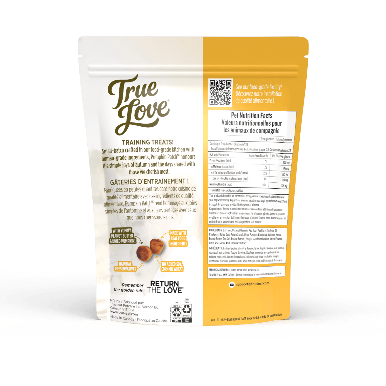 Trueleaf Gâteries True Leaf True Love Champ de Citrouilles Gâterie Molle pour Chien 142g True Leaf True Love Champ de Citrouilles - Gâterie Chien | Sherbrooke Canin