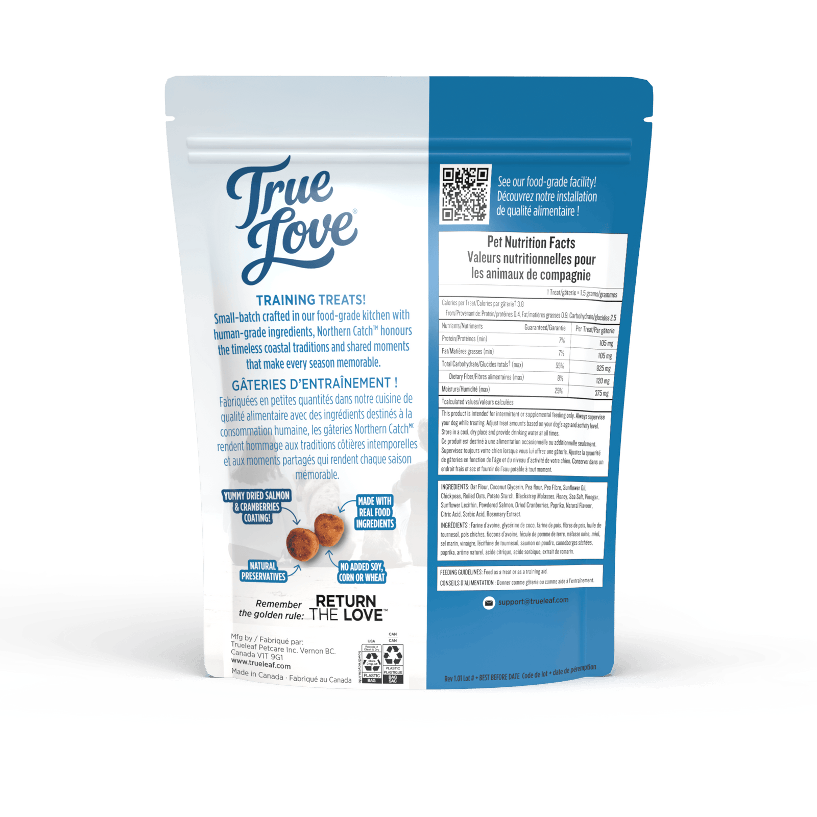 Trueleaf Gâteries True Leaf True Love Pêche Nordique Gâterie Molle pour Chien 142g True Leaf True Love Pêche Nordique - Gâterie Chien | Sherbrooke Canin