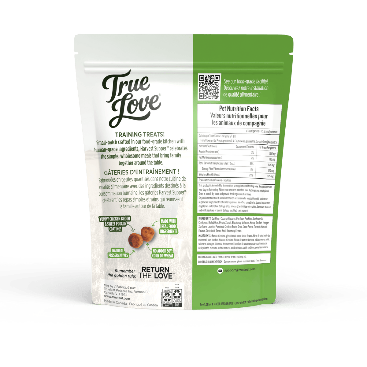 Trueleaf Gâteries True Leaf True Love Souper des Récoltes Gâterie Molle pour Chien 142g True Leaf True Love Souper des Récoltes - Gâterie Chien | Sherbrooke Canin