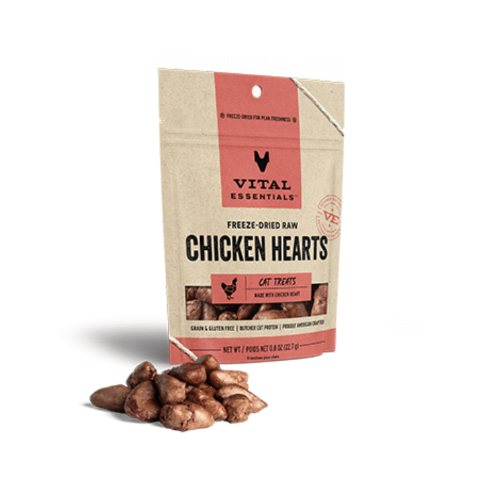 Vital Essentials 0.8oz Gâteries lyophilisée pour chats coeurs de poulet