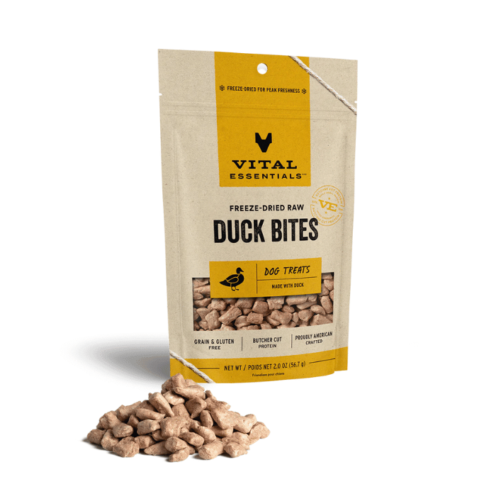 Vital Essentials Gâteries lyophilisée pour chiens bouchées au canard