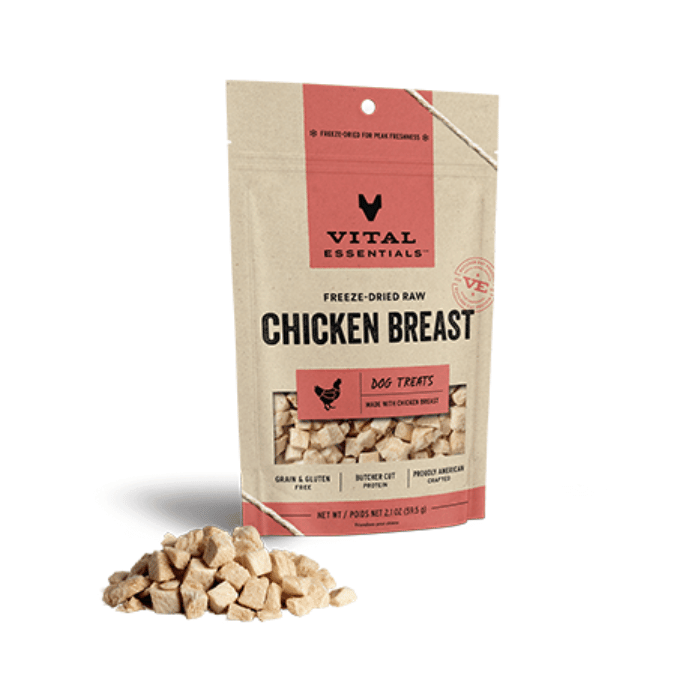Vital Essentials 2.1oz Gâteries lyophilisée pour chiens poitrine de poulet