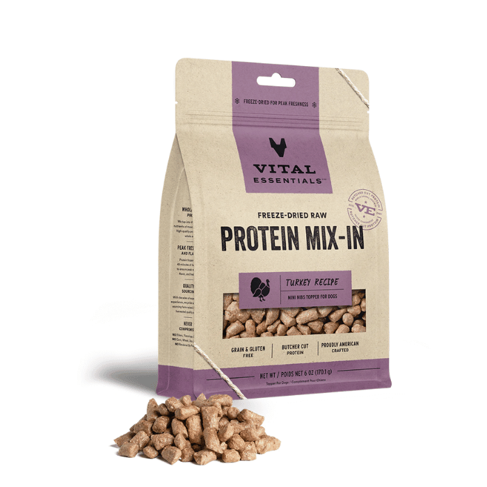 Vital Essentials Mini bouchées à la dinde - Mix-in Lyophilisées pour chiens