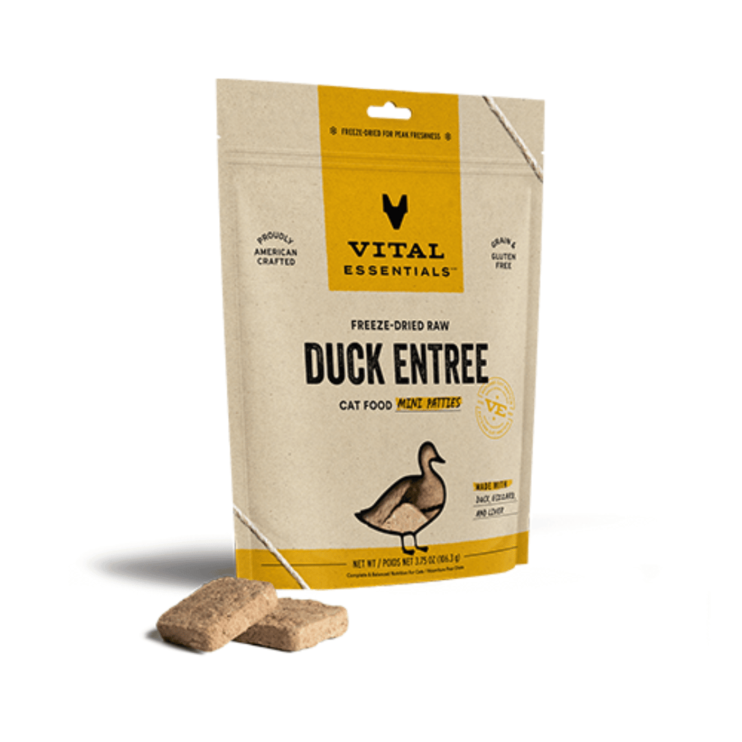 Vital Essentials Mini galette de Nourriture Crue Lyophilisée pour Chats - Canard Mini galette de Nourriture Crue Lyophilisée pour Chats - Canard