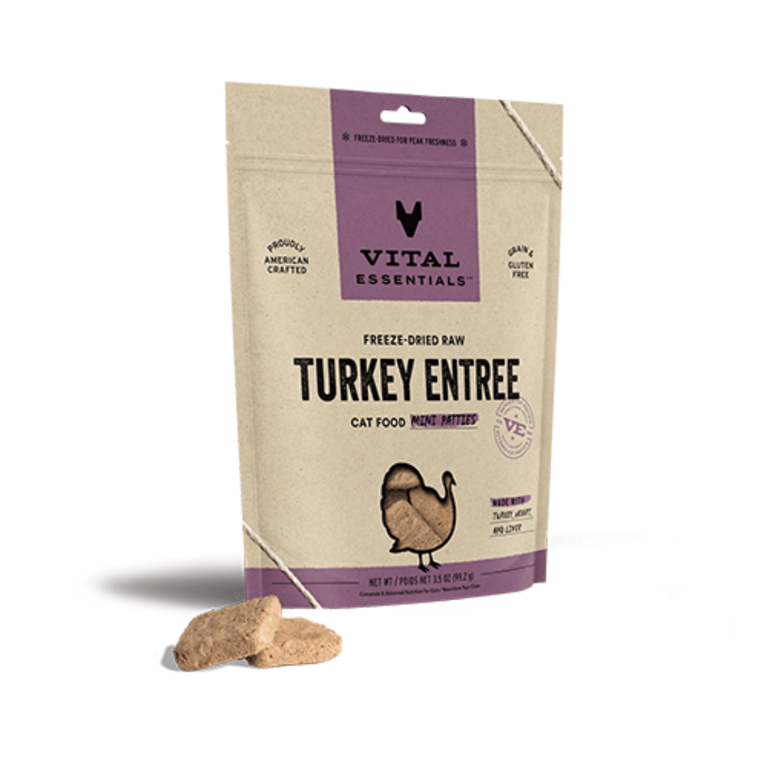 Vital Essentials Mini galette de Nourriture Crue Lyophilisée pour Chats - Dinde Mini galette de Nourriture Crue Lyophilisée pour Chats - Dinde