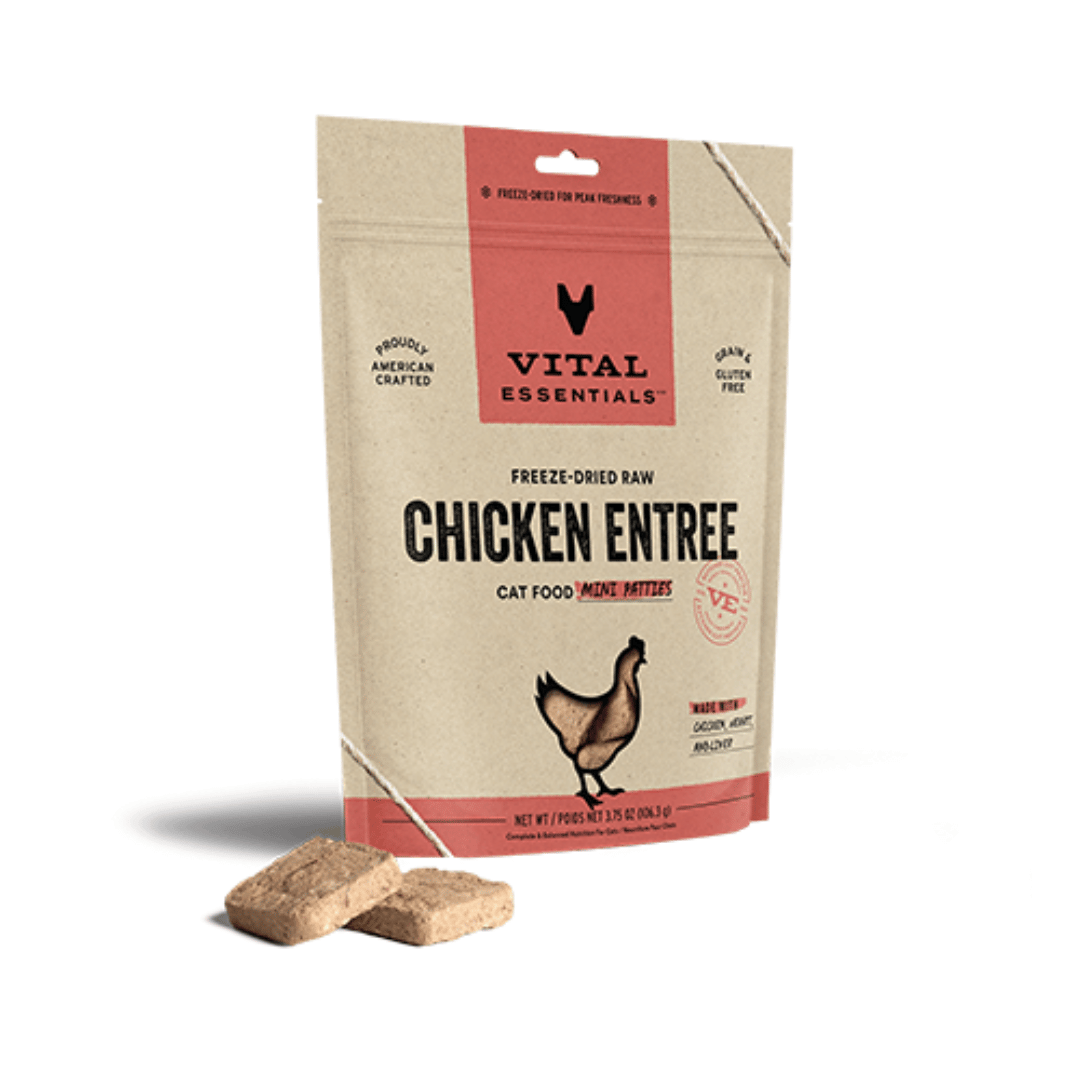 Vital Essentials Mini galette de Nourriture Crue Lyophilisée pour Chats - Poulet Mini galette de Nourriture Crue Lyophilisée pour Chats - Poulet