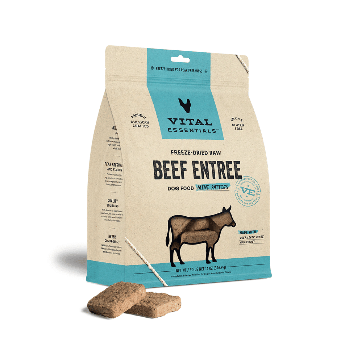 Vital Essentials 14oz Mini Galette de repas lyophilisée pour chiens -  Boeuf