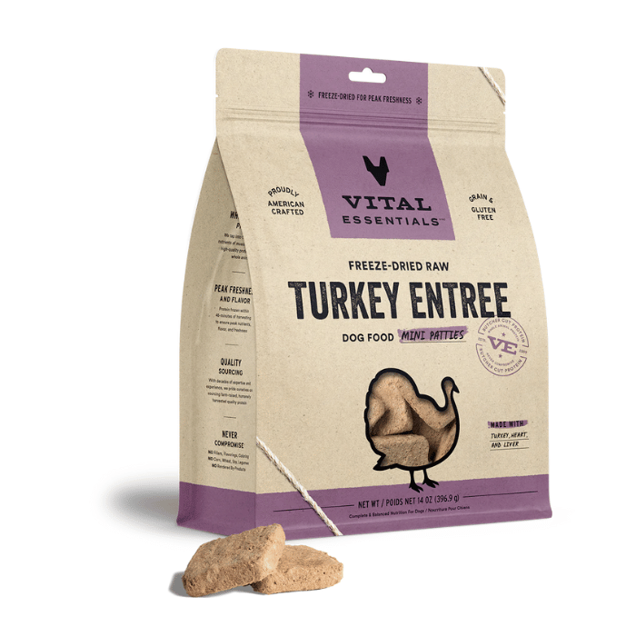Vital Essentials 14oz Mini Galette de repas lyophilisée pour chiens -  Dinde