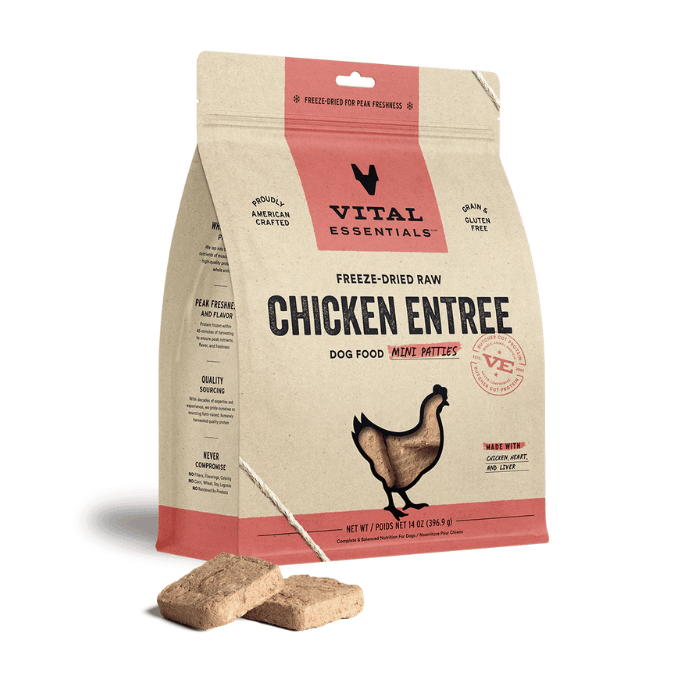 Vital Essentials 14oz Mini galettes de poulet Lyophilisées pour chiens