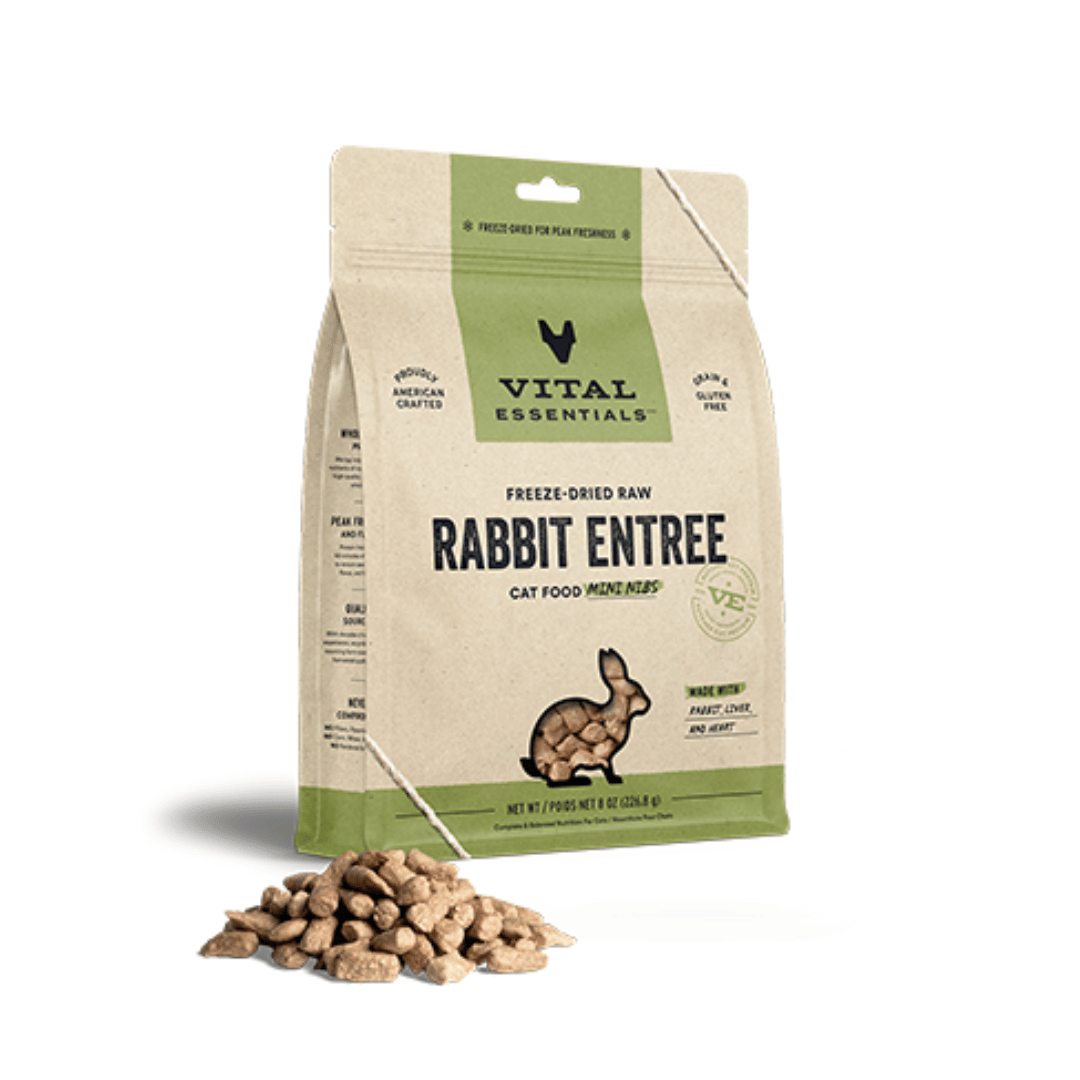 Vital Essentials Morceaux Mini de Nourriture Crue Lyophilisée pour Chats - Lapin Morceaux Mini de Nourriture Crue Lyophilisée pour Chats - Lapin