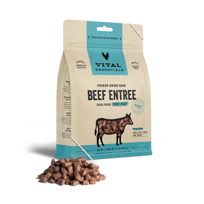 Vital Essentials Repas de Boeuf Cru Lyophilisé VITAL ESSENTIALS - Mini Croquettes pour Chiens