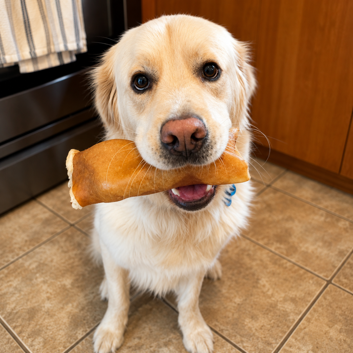 Wawwaw Gâteries Couenne de porc farcie au poumon de boeuf pour chien - 6 po Couenne de porc farcie poumon de boeuf 6 po - Sherbrooke Canin