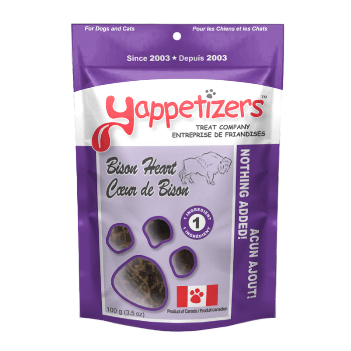 Yappetizers Gâteries au cœur de bison 100% pures et déshydratées 85g