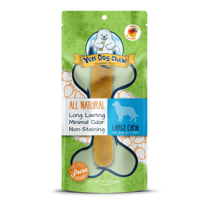 Yeti Dog Chew Gâteau à mâcher à la mangue et yéti pour chiens, grand format 3,5 oz