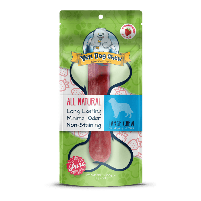 Yeti Dog Chew Gâteau à mâcher en forme de yéti aux fraises pour chiens, grand format 3,5 oz
