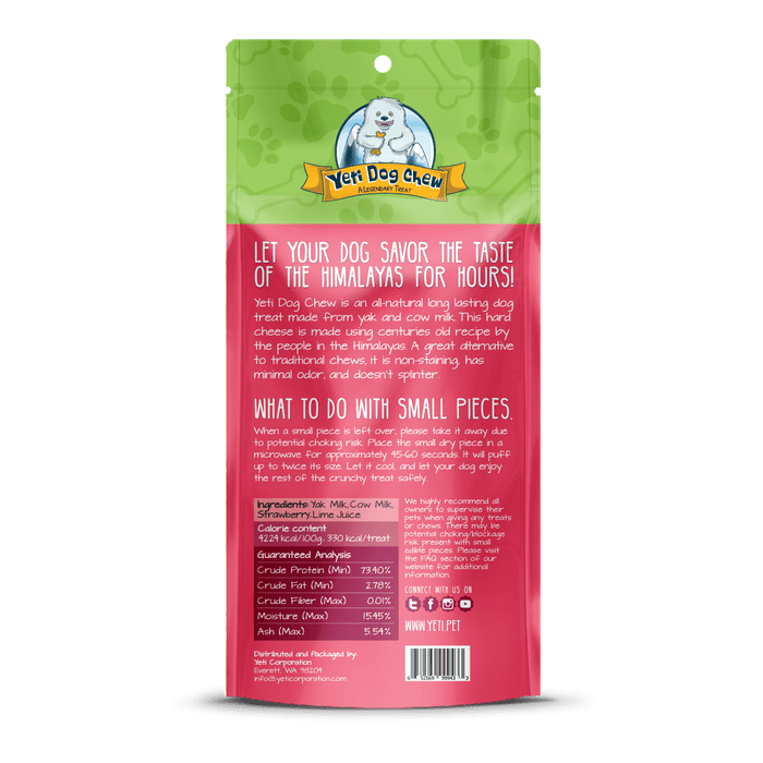 Yeti Dog Chew Gâteau à mâcher en forme de yéti aux fraises pour chiens, grand format 3,5 oz