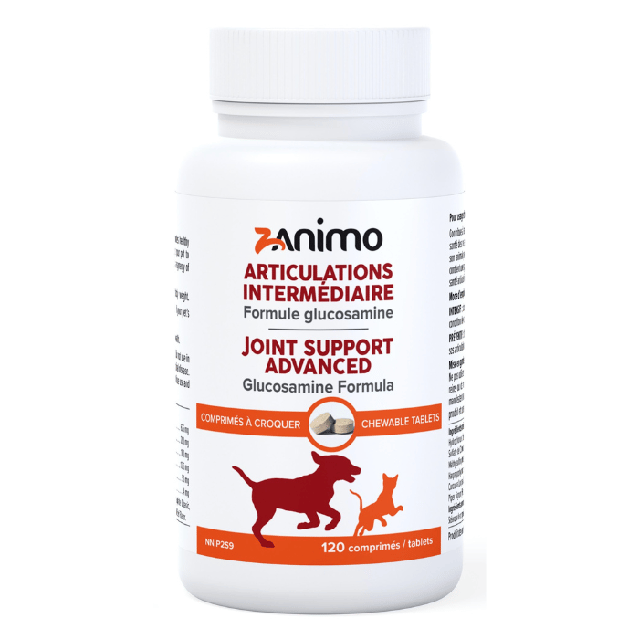 Zanimo soins Zanimo Articulations Intermédiaire - Formule Glucosamine, Pour Chien Et Chat 120 Comprimés Zanimo Articulations Intermédiaire - Formule Glucosamine, Pour Chien Et Chat 120 Comprimés