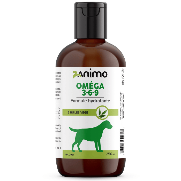 Zanimo soins 250ml Zanimo Oméga 3-6-9, Formule Hydratante - Supplément Aux 5 Huiles Végé, Pour Chien Zanimo Oméga 3-6-9, Formule Hydratante - Supplément Aux 5 Huiles Végé, Pour Chien