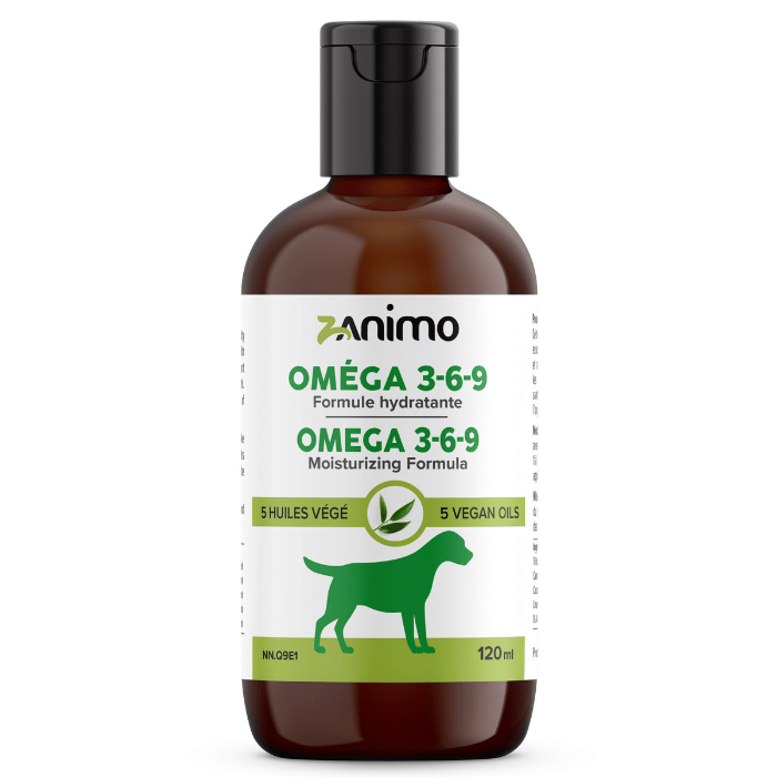 Zanimo soins 120ml Zanimo Oméga 3-6-9, Formule Hydratante - Supplément Aux 5 Huiles Végé, Pour Chien Zanimo Oméga 3-6-9, Formule Hydratante - Supplément Aux 5 Huiles Végé, Pour Chien
