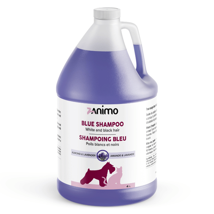 Zanimo soins 4L Zanimo Shampoing Bleu, Pour Poils Blancs Et Noirs, Pour Chien Et Chat - Amande & Lavande Zanimo Shampoing Bleu, Pour Poils Blancs Et Noirs, Pour Chien Et Chat - Amande & Lavande
