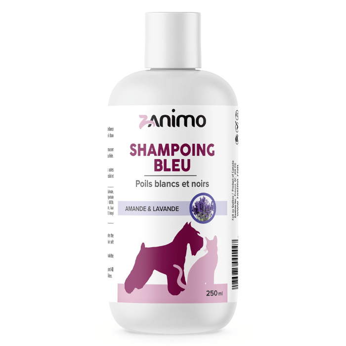 Zanimo soins 125ml Zanimo Shampoing Bleu, Pour Poils Blancs Et Noirs, Pour Chien Et Chat - Amande & Lavande Zanimo Shampoing Bleu, Pour Poils Blancs Et Noirs, Pour Chien Et Chat - Amande & Lavande