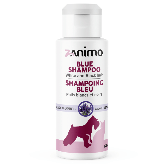 Zanimo soins 125ml Zanimo Shampoing Bleu, Pour Poils Blancs Et Noirs, Pour Chien Et Chat - Amande & Lavande Zanimo Shampoing Bleu, Pour Poils Blancs Et Noirs, Pour Chien Et Chat - Amande & Lavande