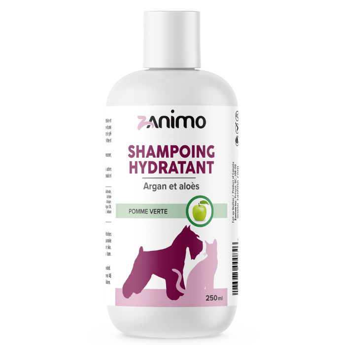 Zanimo soins 250ml Zanimo Shampoing Hydratant, Argan Et Aloès, Pour Chien Et Chat - Pomme Verte Zanimo Shampoing Hydratant, Argan Et Aloès, Pour Chien Et Chat - Pomme Verte