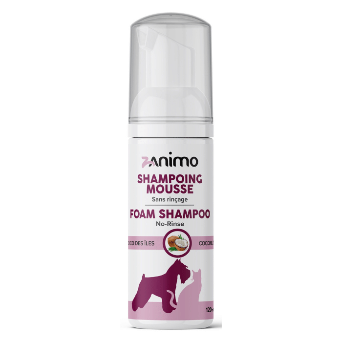 Zanimo soins Zanimo Shampoing Mousse, Sans Eau Et Sans Rinçage, Pour Chien Et Chat - Coco Des îles 120ml Zanimo Shampoing Mousse, Sans Eau Et Sans Rinçage, Pour Chien Et Chat - Coco Des îles 120ml