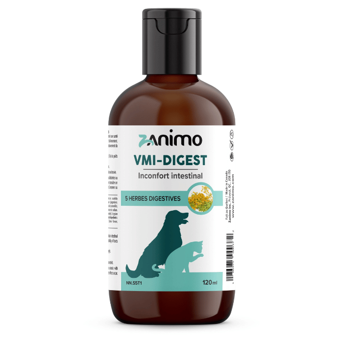 Zanimo soins Zanimo Vmi-digest, Inconfort Intestinal - 5 Herbes Digestives, Pour Chien Et Chat 120ml Zanimo Vmi-digest, Inconfort Intestinal - 5 Herbes Digestives, Pour Chien Et Chat 120ml