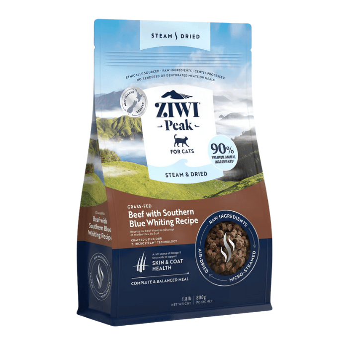 Ziwi Peak nourriture 1.8lbs Nourriture pour chat Ziwi Steam & Dried Boeuf/merlan bleu Nourriture pour chat Ziwi Steam & Dried Boeuf/merlan bleu