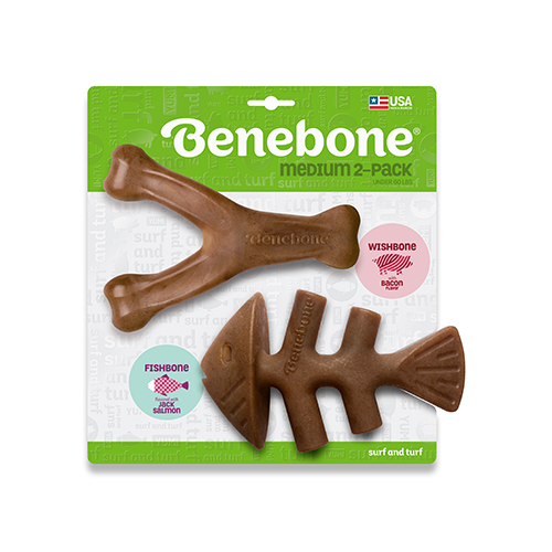 Benebone Jouet Jouet à gruger Benebone Fishbone/Wishbone Paquet de 2