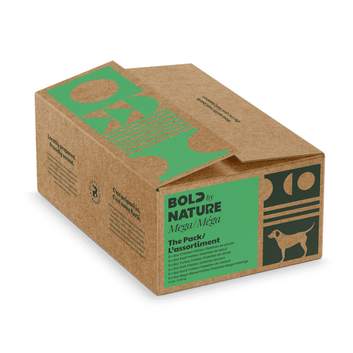 Bold by Nature cru 24 lbs Bold By Nature Nourriture cru congelé pour chiens Boîte Méga variété