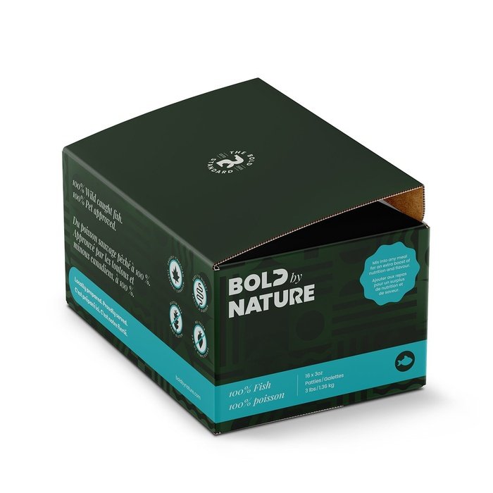 Bold by Nature cru 24 lbs Bold By Nature Nourriture cru congelé pour chiens  -Toppers au poisson
