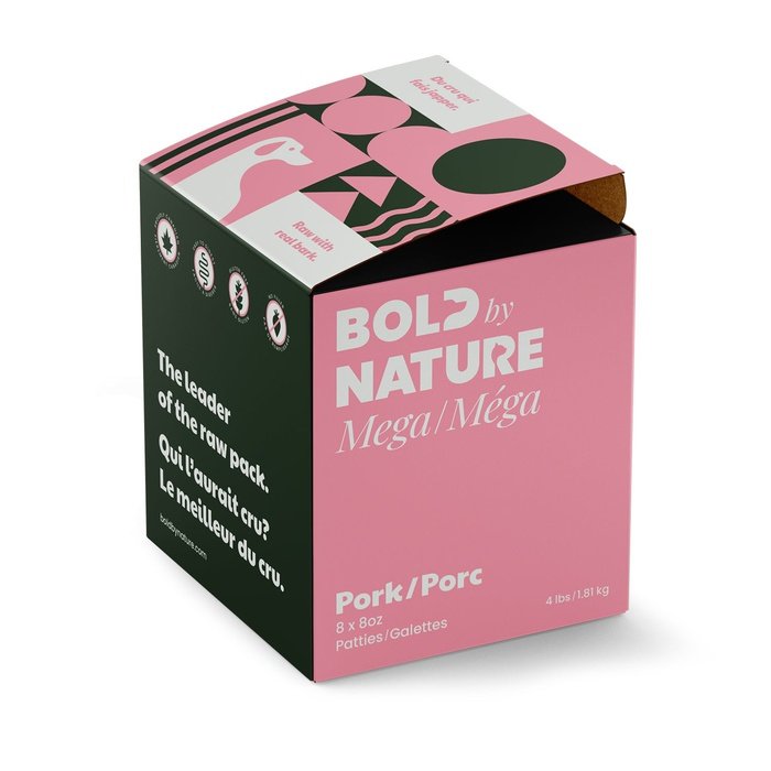 Bold by Nature cru 4 lbs Nourriture cru congelé pour chiens Bold Mega porc
