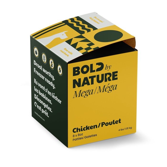 Bold by Nature cru 4 lbs Nourriture cru congelé pour chiens Bold Mega Poulet