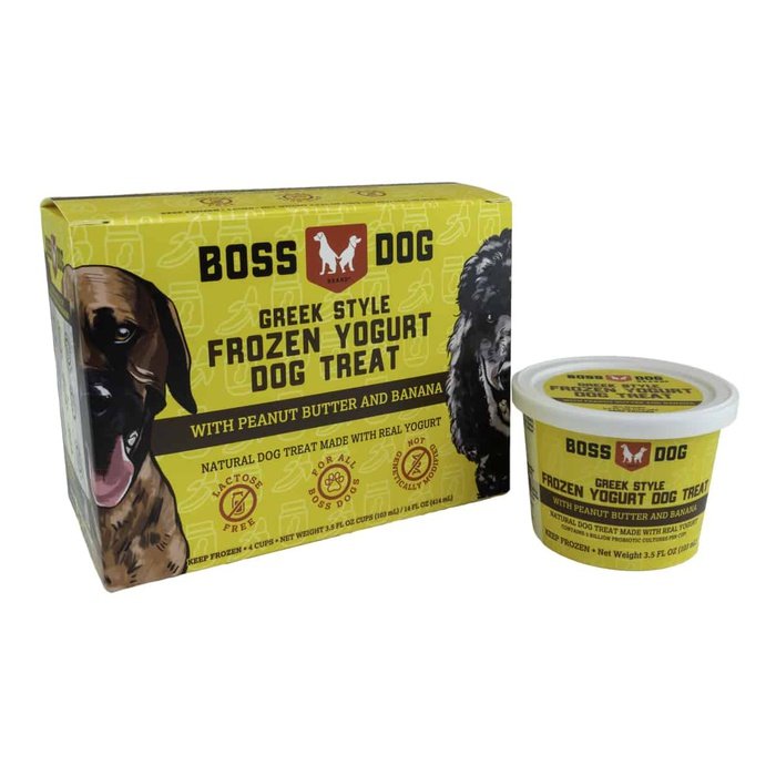 Boss Dog congele Paquet de 4 Yogourt grecque congelé pour chiens Banane et Peanut Butter Boss Dog