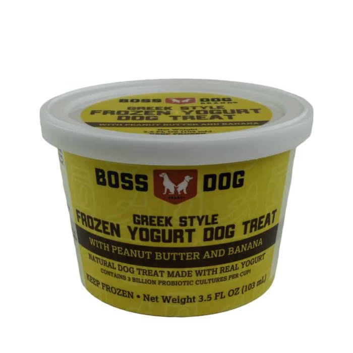Boss Dog congele Unité Yogourt grecque congelé pour chiens Banane et Peanut Butter Boss Dog